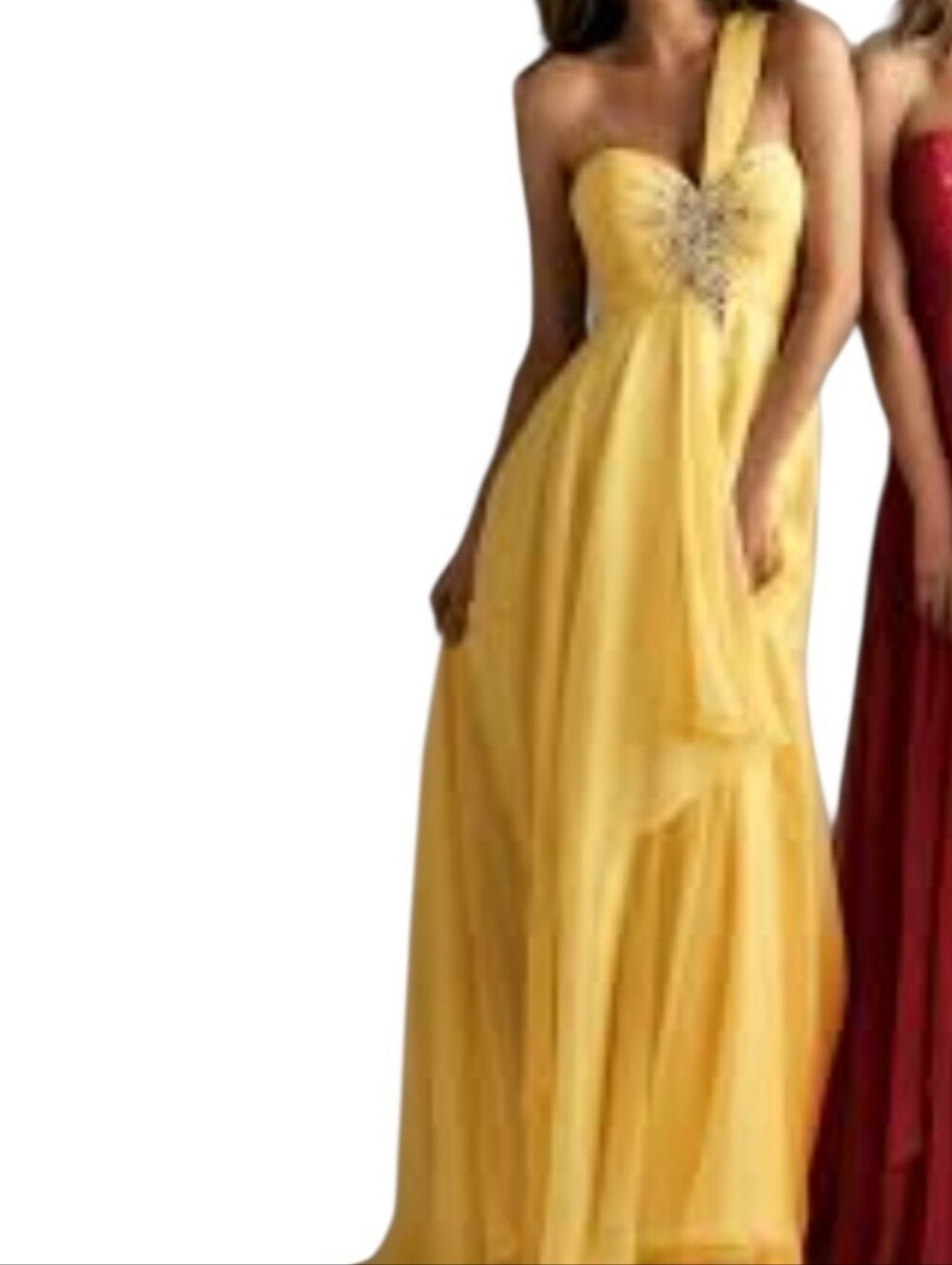 NIGHT MOVES Prom Collection One Shoulder Citrus Yellow  Size 6